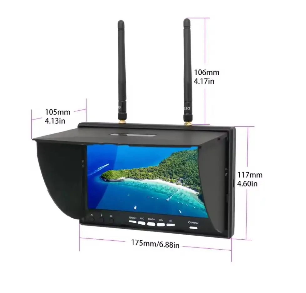 FPVモニター DVR付き 5.8G 40CH 7インチ液晶画面モニター 800x480ビデオディスプレイ 9IMOD LCD5802D FPVドローン クアッドコプター RCカー用