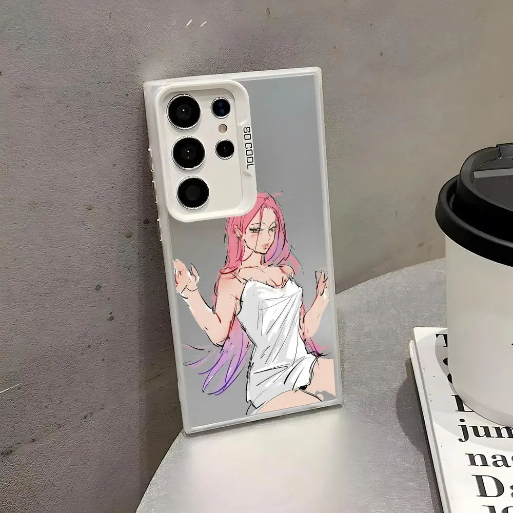 アニメA-エイリアンステージスマホケース サムスン Galaxy S25 Edge S24 S23 S22 S21 S20 Ultra用 シリコン製 カラフルシルバー スマホケース