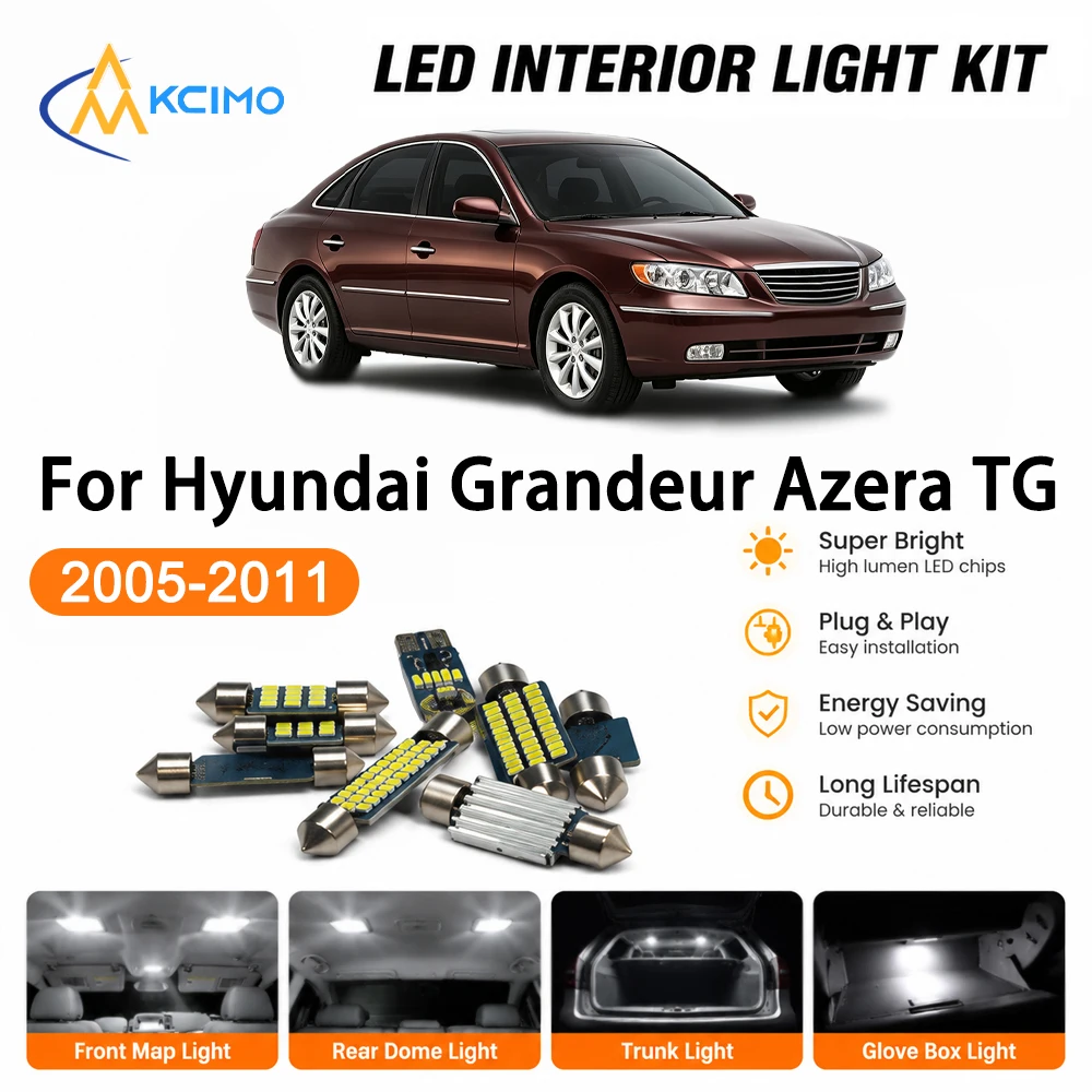 High Quality Atmosphere LED Interior Lightng Kit For Hyundai Grandeur Azera TG 2005-2011, Map Light Super Bright Easy Install