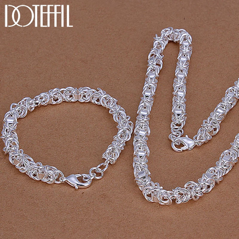 7mm 20 inches Chain Necklaces Bracelet Silver Color For Men Women Fashion Statement Necklace Party Jewelry