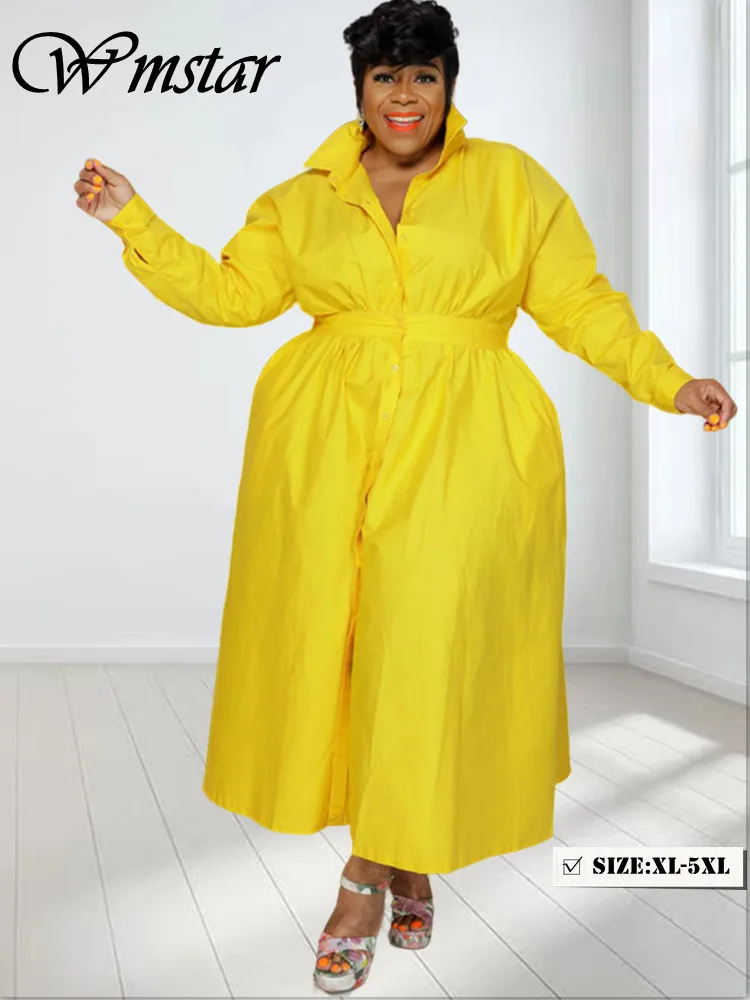 Wmstar Maxi Plus Size sukienki damskie odzież luźna koszula długi nowy sukienka moda Streetwear hurtowa wysyłka Drop Shipping