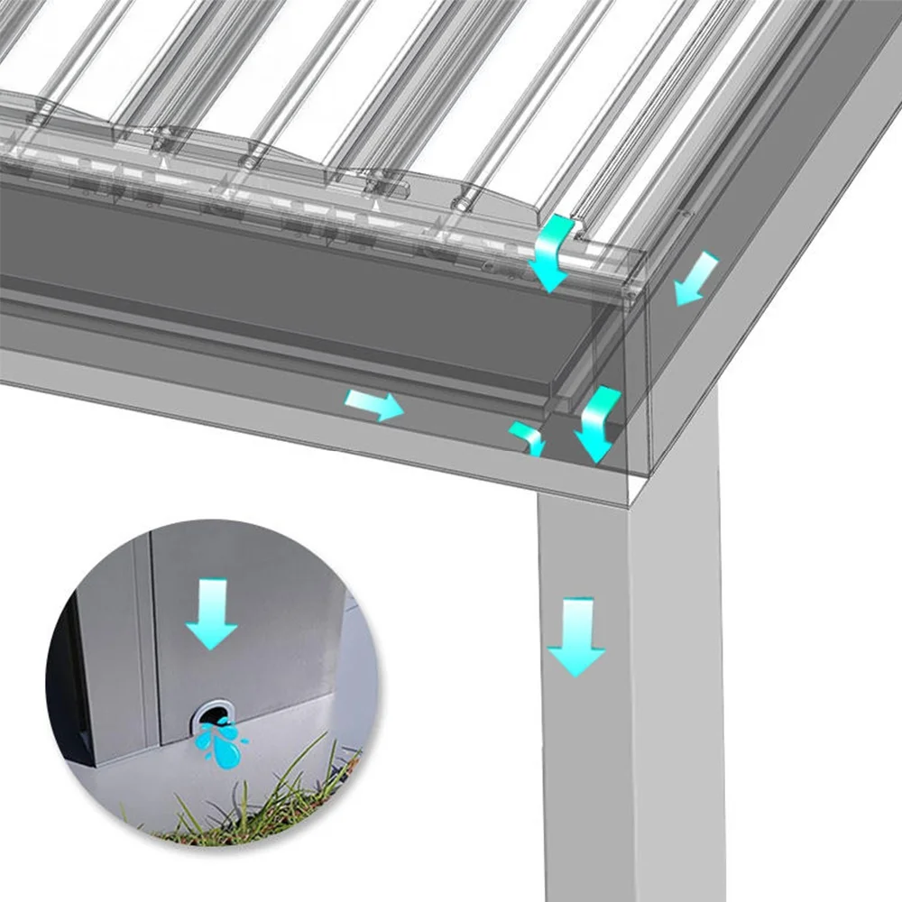 Bioclimatic Aluminum Pergola Customized Size Outdoor Beach Swimming Pool With Motorized Screen Set Louvered Pergola