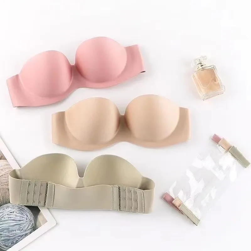 Women's Sexy Strapless Push-Up Padded Bra Seamless Invisible Bralette Lingerie without Straps Female Underwear