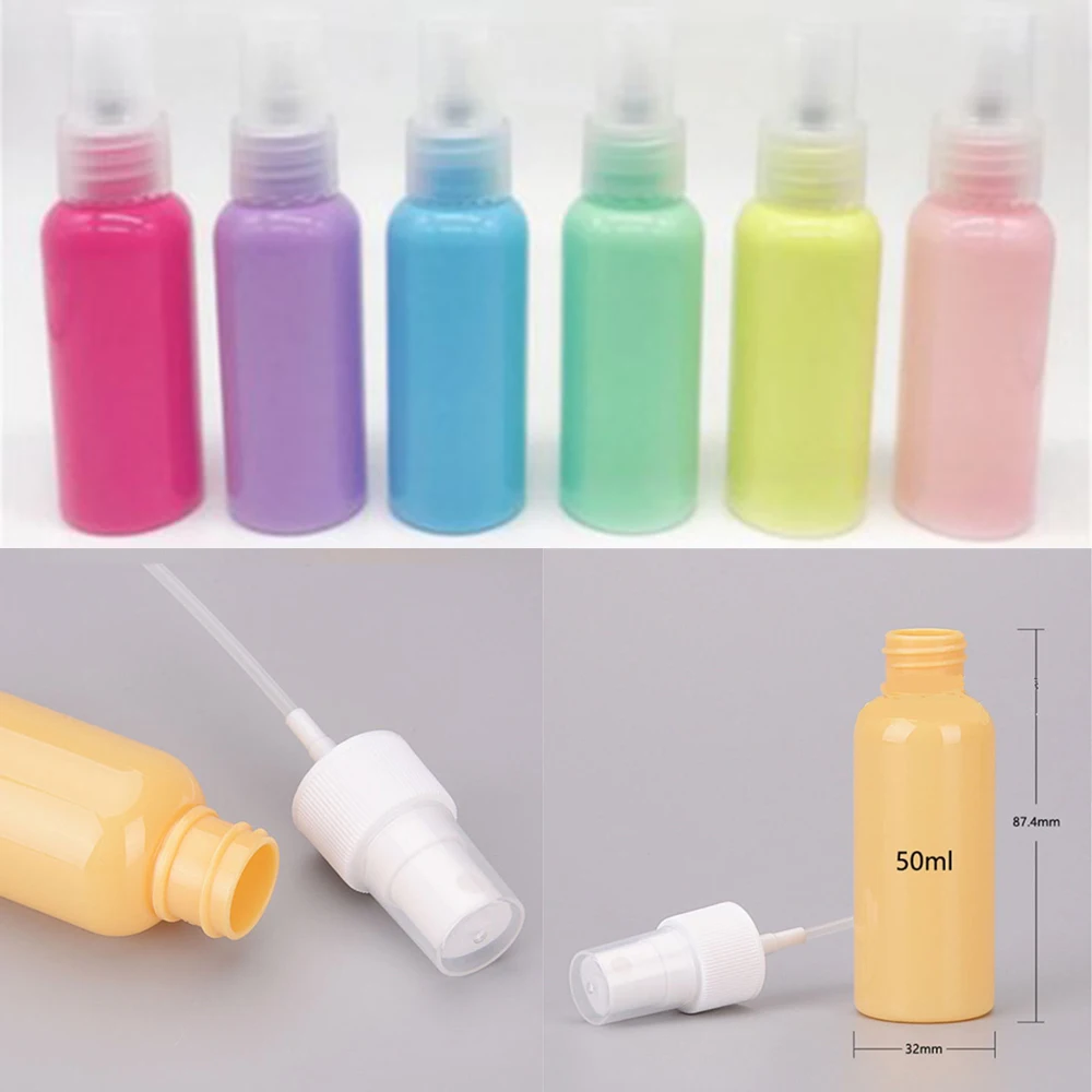 50ml Macaron Color Empty Vial Refillable Fine Mist Pump Perfume Essential Oil Atomizer Travel Spray Bottle