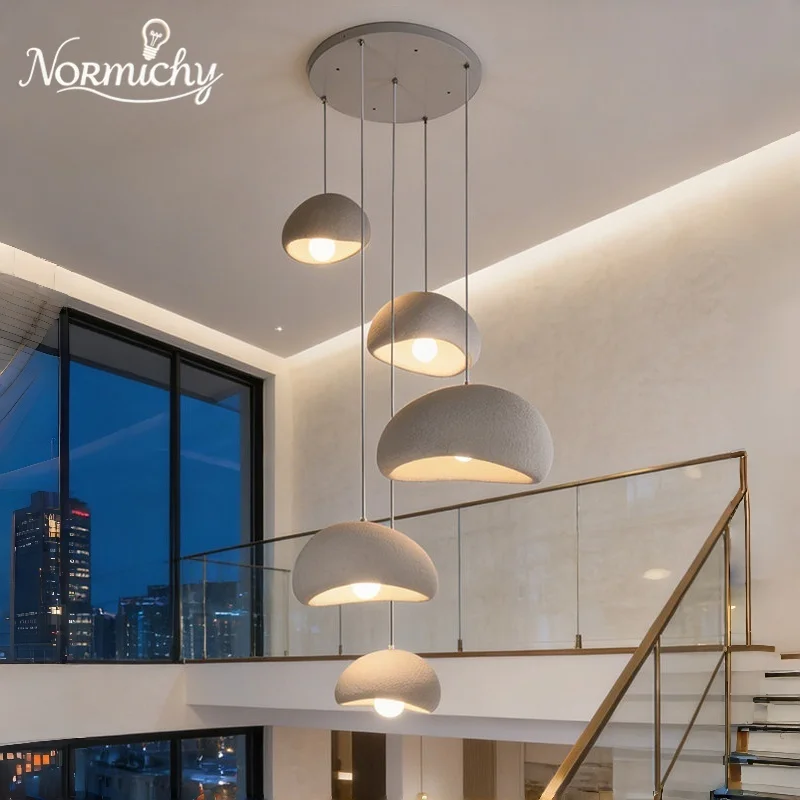 Nordic Cream Style Designer Grand Unique Pendant Light Duplex Villa High Ceiling Staircase Multi Head Combo Home Lamp Changeable