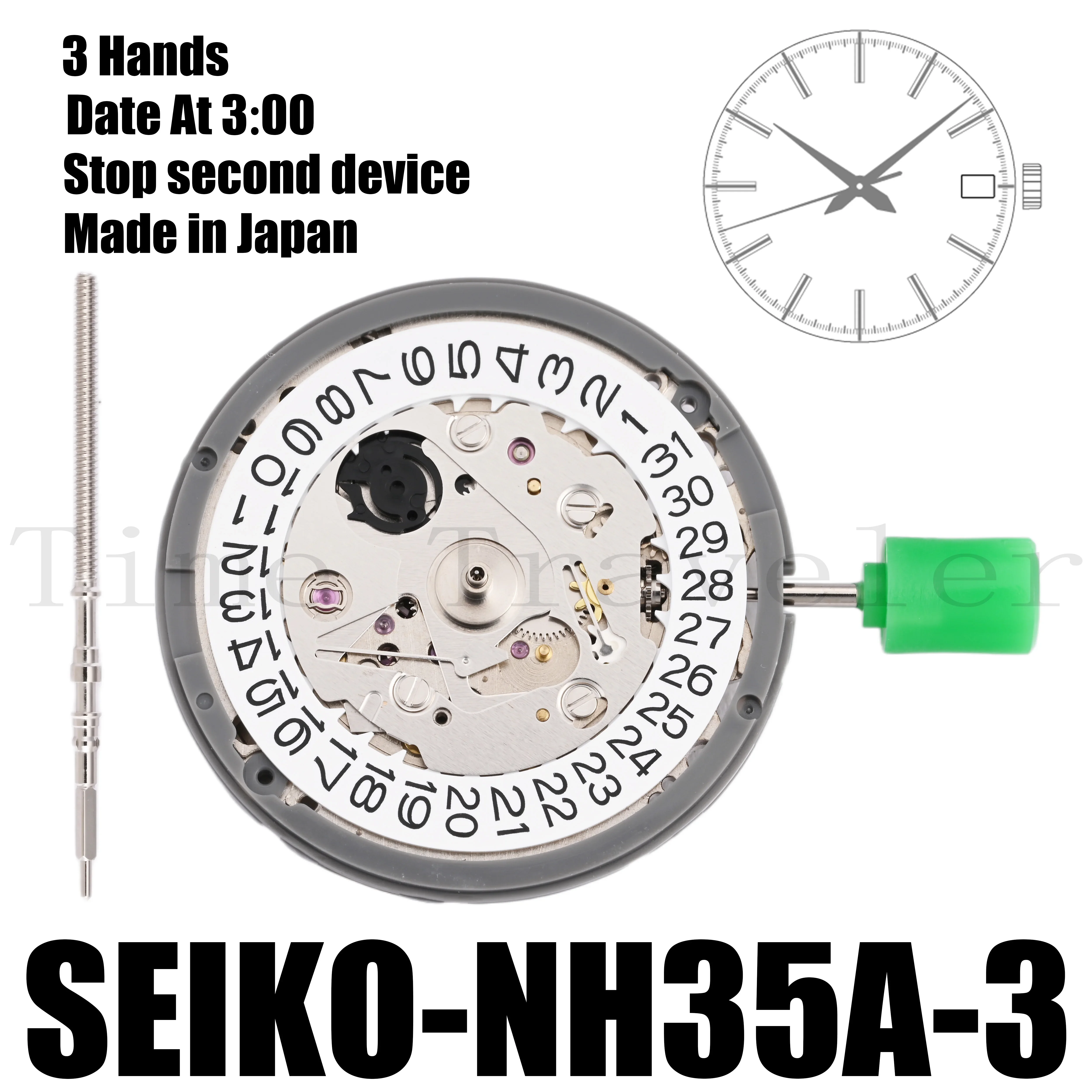 NH35 Movement SEIKO SII NH35A Movement Automatic Mechanical Movement 3 Hands Sweep second Date At 3:00 Japanese assembled