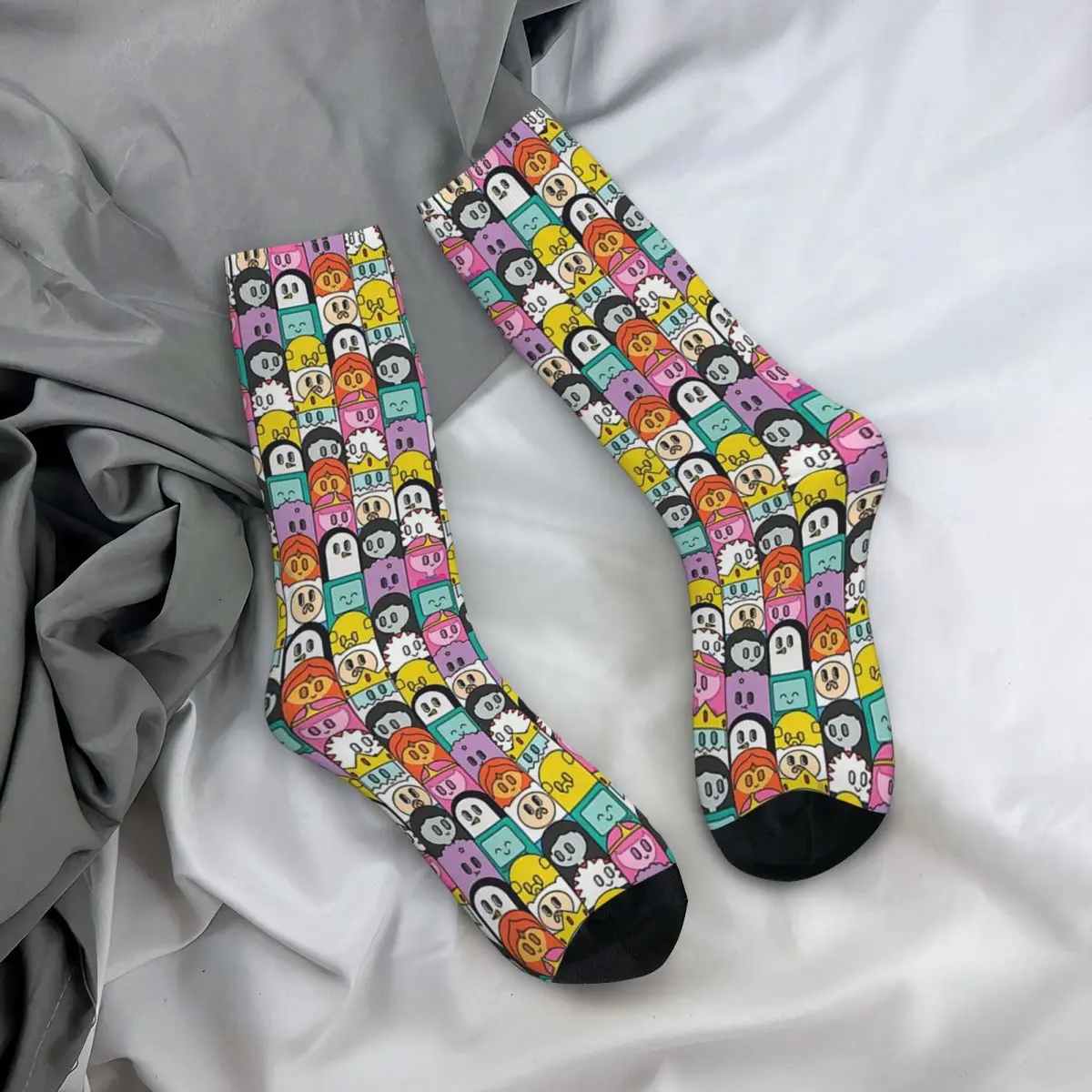 Adventure Time Family BMO Game Kawaii Drawstring Socks Hiking Cartoon Pattern Socks harajuku Men Happy hip hop