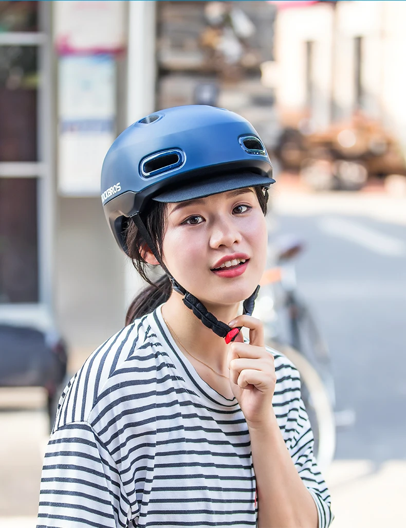 ROCKBROS Fahrradhelm mit Schirm für Casual-Radfahren, EPS Urban Commuter & Mountainbike-Helme für Männer und Frauen – Detail 3
