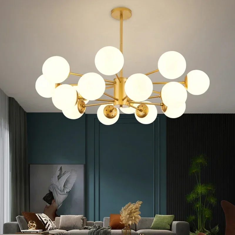 2025 Modern Luxury Chandelier Lighting Living Room Glass LED Chandelier Ceiling Nordic Dining Room Bedroom Kitchen Ceiling Light