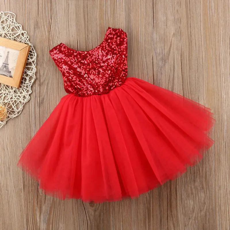 Princess Kids Baby Dress For Girls Fancy Wedding Dress Sleeveless Sequins Party Birthday Baptism Dress For Girl Summer Dresses