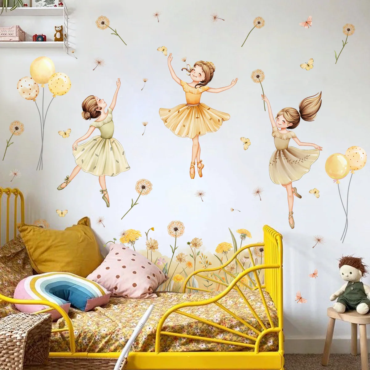 

Wall Sticker Ballet Girl Butterfly Balloon Wall Sticker Living Room Bedroom Children's Room Decoration Self-adhesive