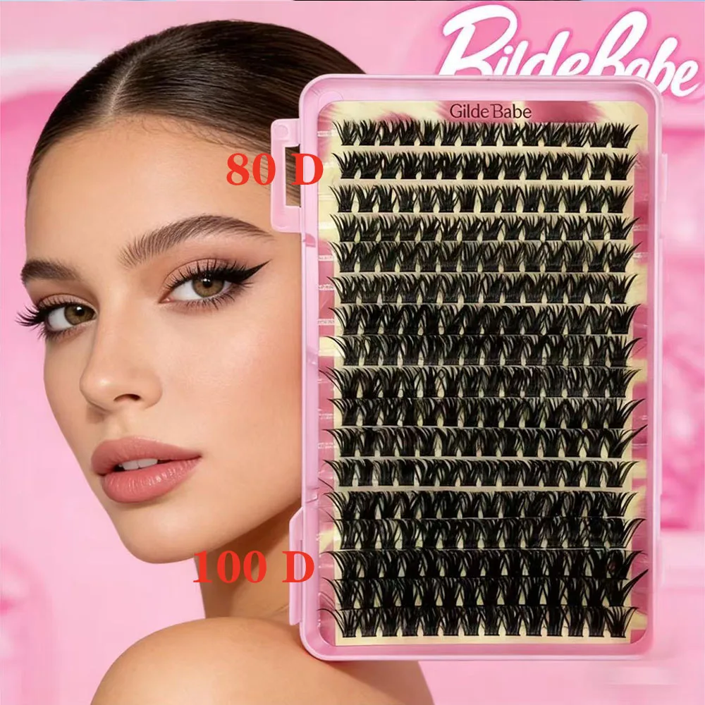 80D/100D 630 Pcs DIY Eyelash Extension Kit with Tweezers, Glue and Seal Reusable Single Eyelashes Cluster Lashes