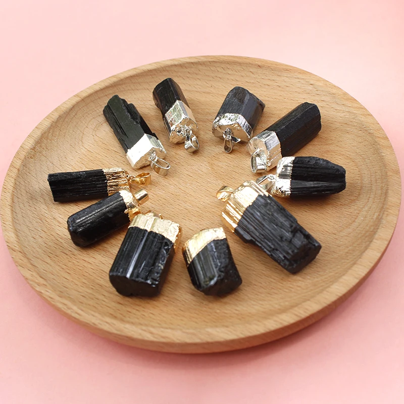 Irregular Raw Black Tourmaline Pendant Rough Energy Chakra Jewelry For Woman And Man Gift Necklace Making