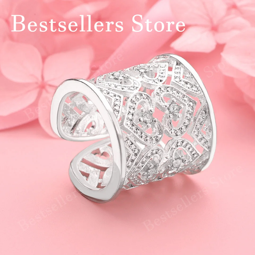 

1 шт., изысканное полое кольцо в форме сердца из стерлингового серебра 925 пробы с отверстием, женские свадебные украшения, очаровательный аксессуар