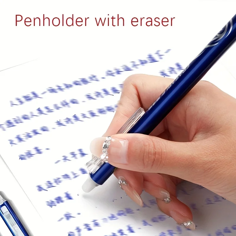 

Набор из 12 стираемых гелевых ручек с нажимным механизмом, 0,5 мм, черные/синие чернила, сменные стержни Magic, суперёмкость чернил для письма