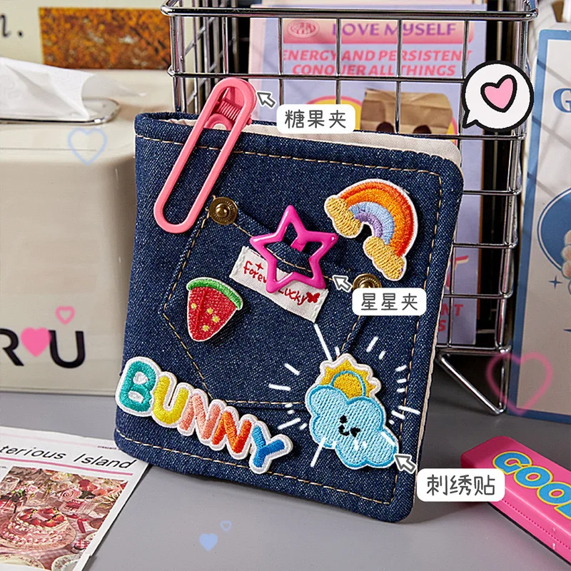 Denim DIY Mini Retro Binder Fabric album Photocard Holder 3 inches Photo Album Kpop Idol Notebook Collect Book storage book