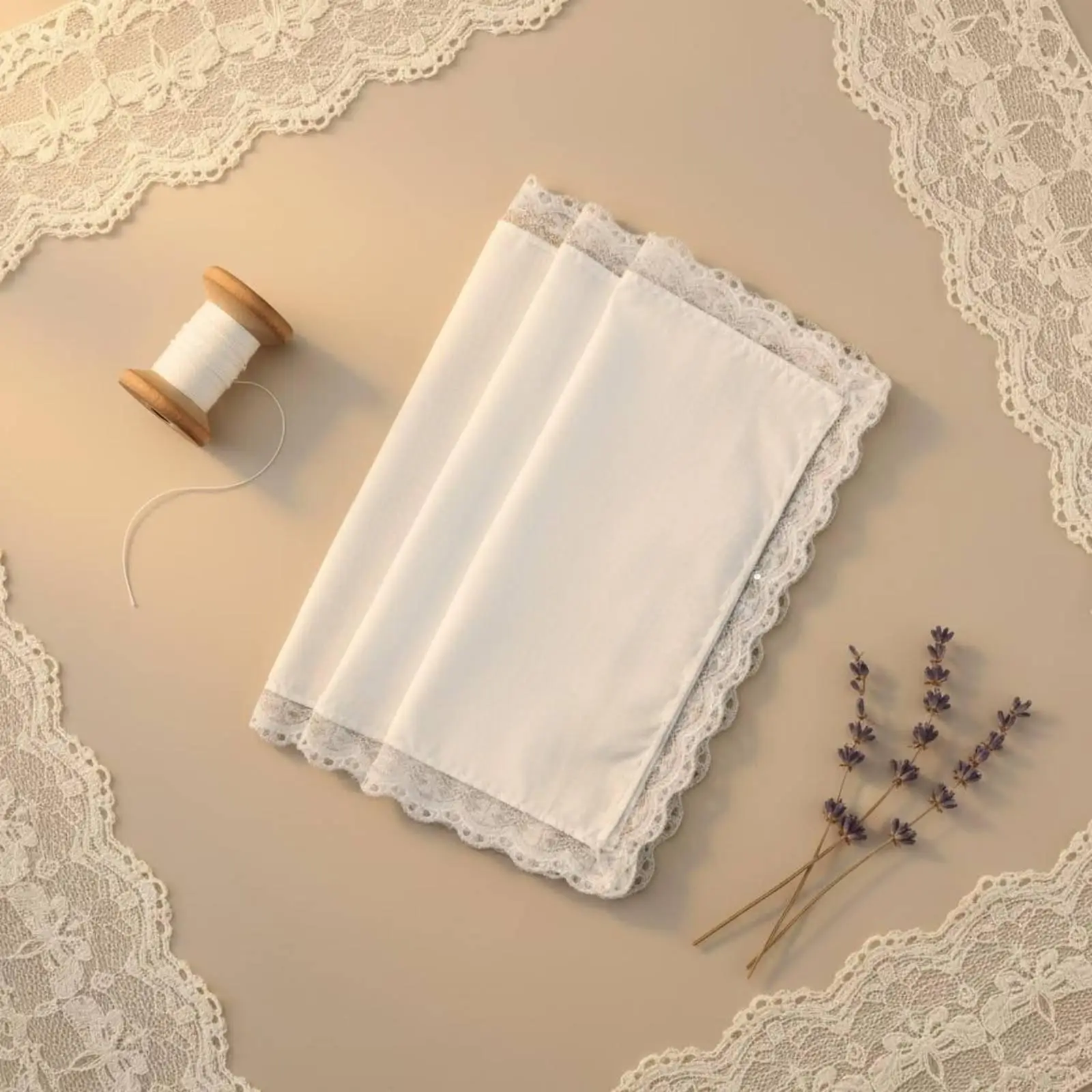 Large Cotton Fabric Handkerchief Thick Lace Trim Sports Sweat Cloth for School Travel or Luxury Occasions