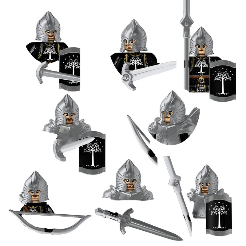 Military Mini Single Doll Medieval Character Building Blocks Roman Spartan Soldier Weapon Sword Helmet War Warrior Assembly Toys