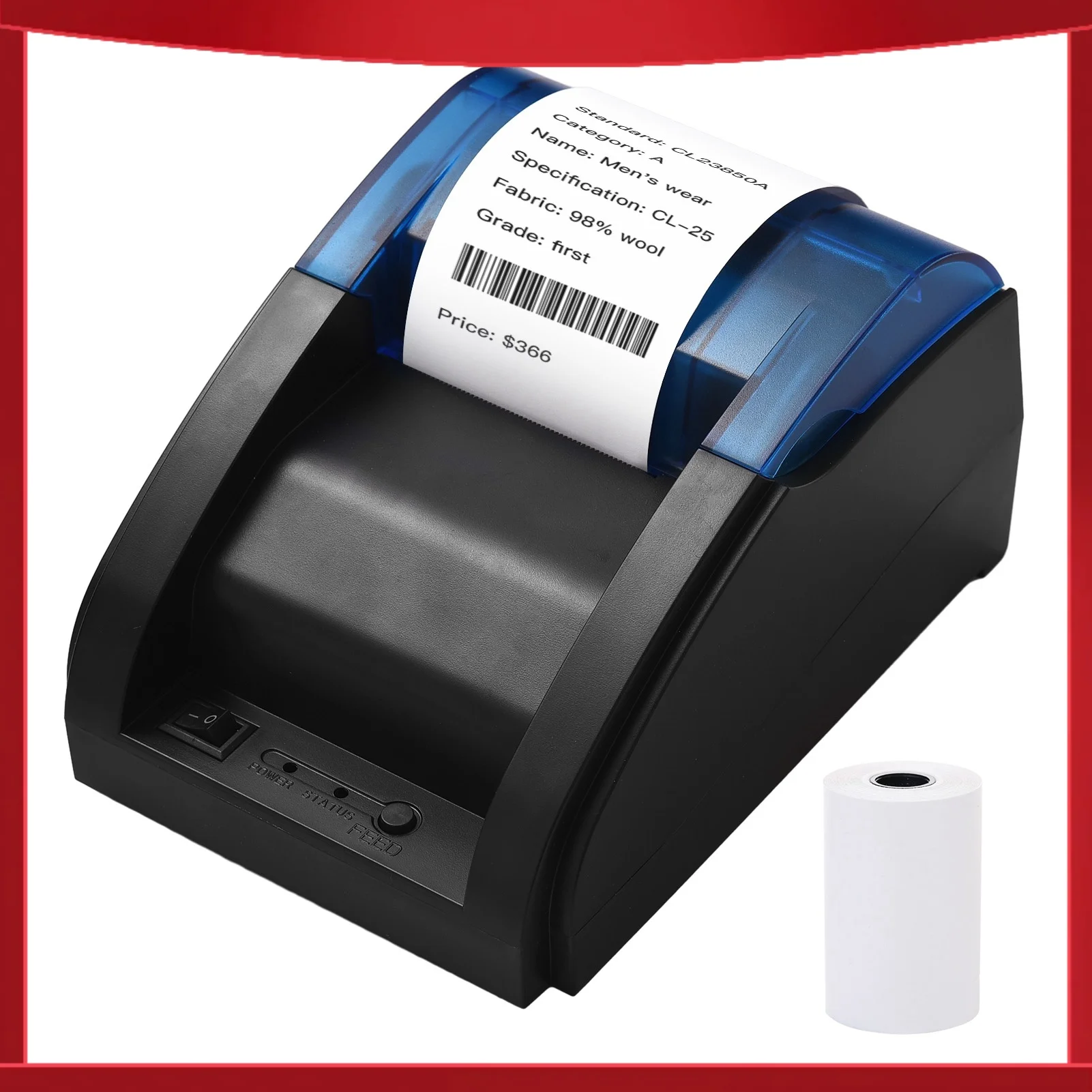 58mm Desktop Receipt Printer POS Printer Direct Thermal Printing Compatible with Android/iOS/Windows Support ESC/POS