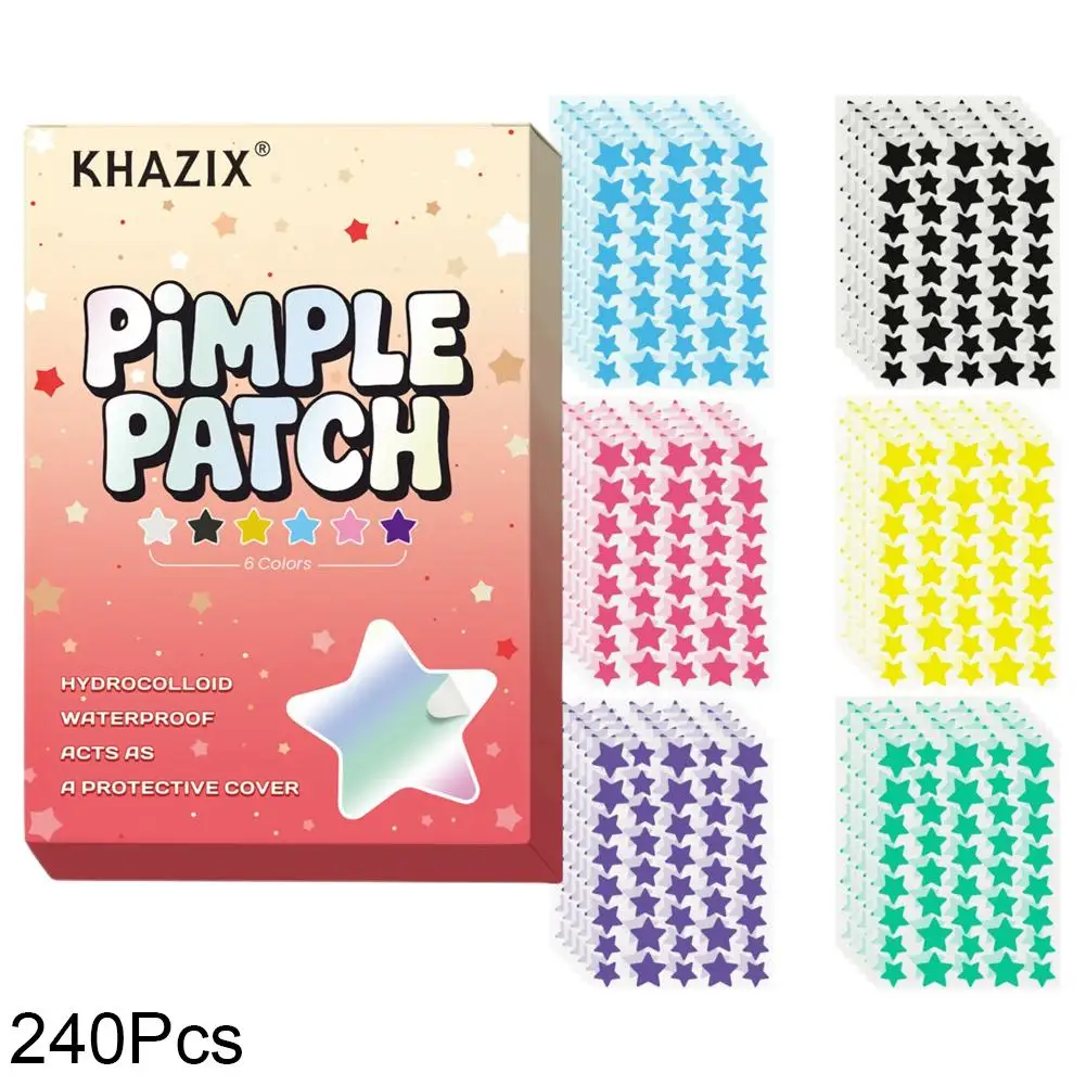 Colorful Stars Pimple Patches, 240/280PCS Cute Acne Blemishes Covering Stickers Invisible Hydrocolloid Acne Patch Zit Stickers