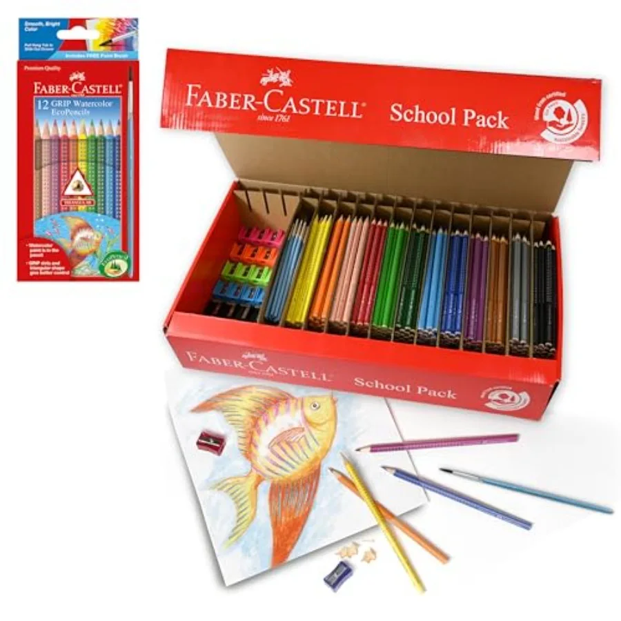 

Grip Watercolor EcoPencils School Pack 288 Pre-Sharpened Colored Pencils Bulk Draw Blend and Watercolor Effects Art Set Classro