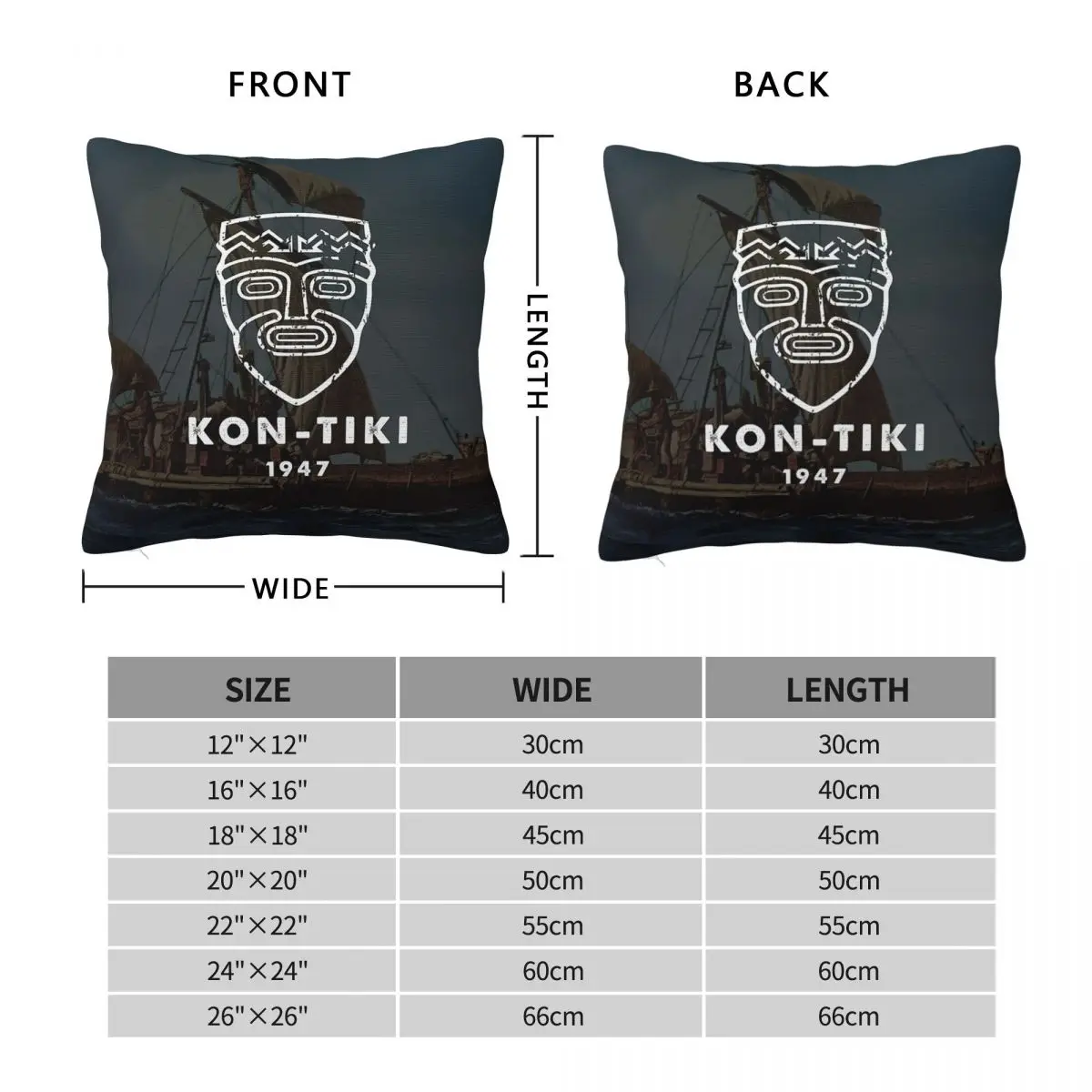 Kon Tiki Emblem Thor Heyerdahl Square Pillowcase Polyester Linen Velvet Printed Zip Decor Room Cushion Cover 45x45