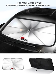 UV Sun Shade Umbrella para Audi, Logotipo do carro, pára-brisa dobrável, Acessórios Interior do carro, A3, A4, A5, A6, A7, A8, Q3, Q5, Q7, Q8