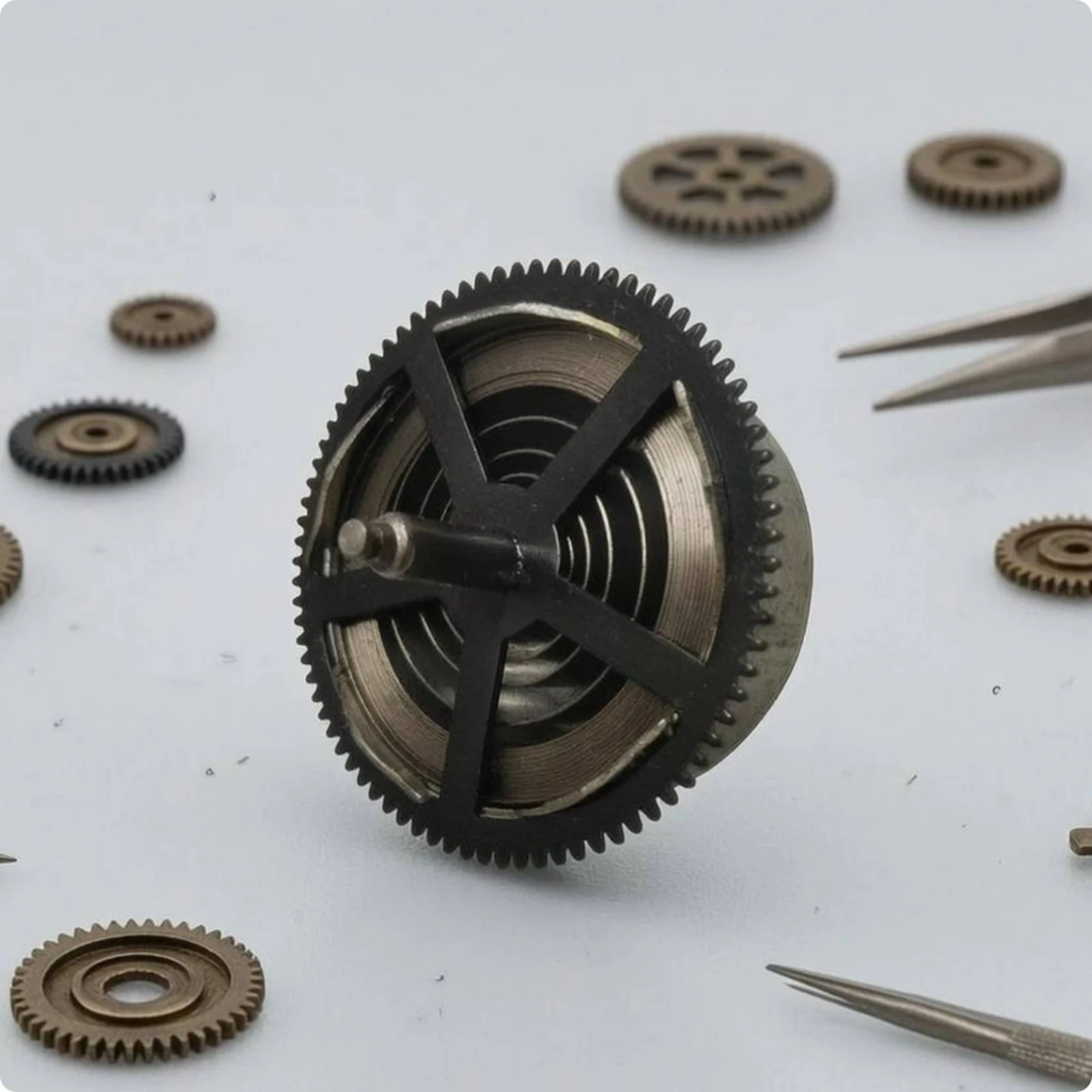 Mechanical Clock Mainspring Assembly Brass-Colored Clock Mainspring Assembly Timepiece Spare Part Gear-Style Wear Resistant