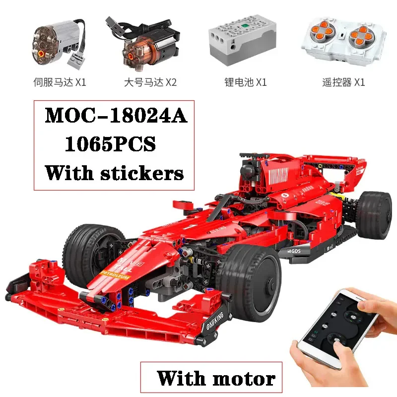 

Classic MOC-18024A Building Block F1 Racing Remote Control Sports Car Assembly Toy Model 1065PCS Birthday Christmas Toy Gift