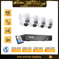 ZOSI 4K 8MP 5MP POE Video Surveillance Kit 8CH H.265 Home CCTV NVR Set Color Night Vision AI Detection IP Security Camera System