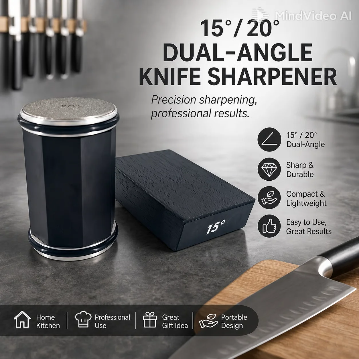 2026 New Two-angle Roller Knife Sharpener, 15°/20°Fixed-angle Knife Sharpener, Kitchen Knife Sharpening System Whetstone Sets Ho