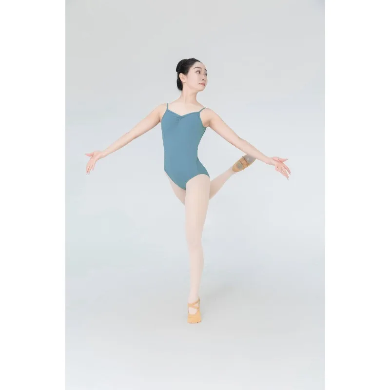 大人用バレエ練習着 レディース サスペンダーボディスーツ ハイヒップ バックレス体操服