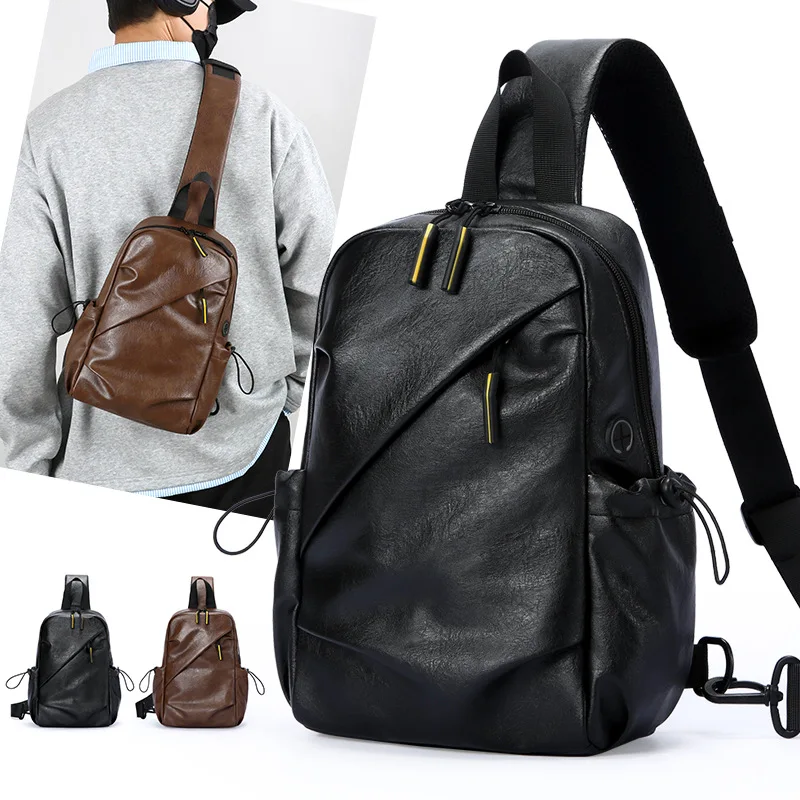 

Новая винтажная многофункциональная мужская нагрудная сумка, повседневная уличная сумка через плечо, вместительная водонепроницаемая сумка на одно плечо