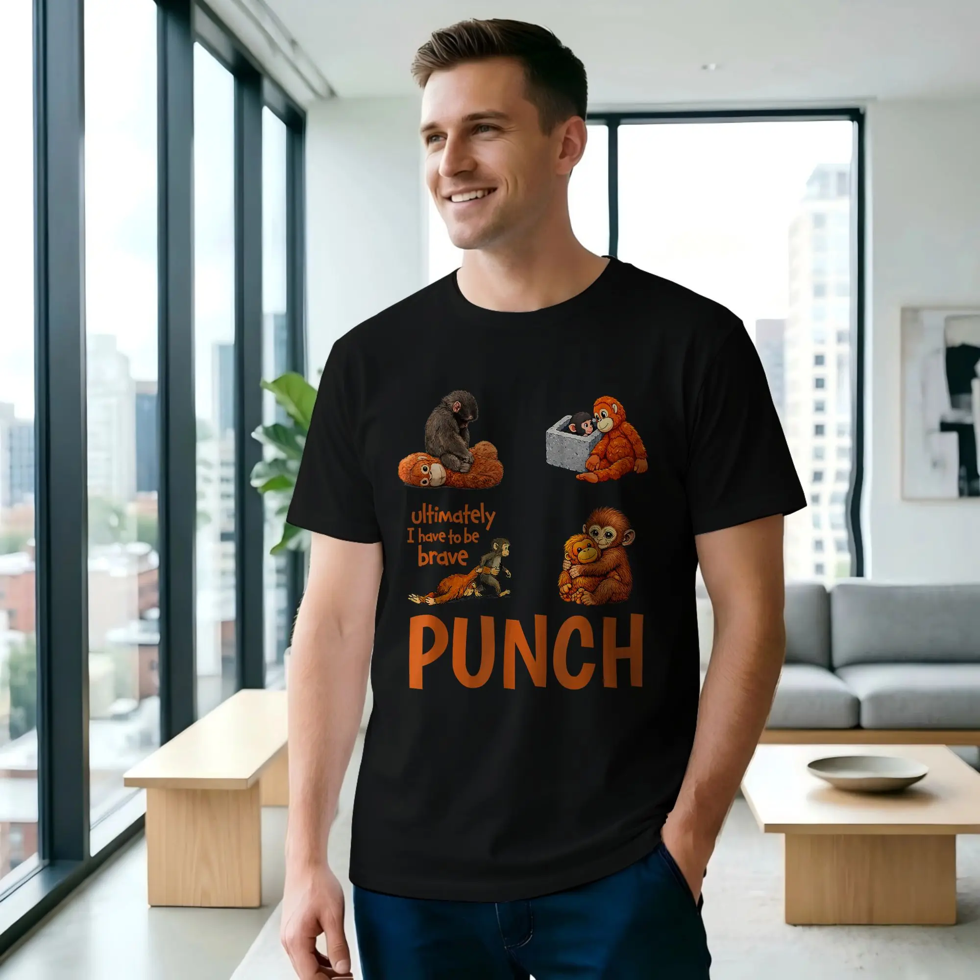 Monkey Punch T Shirt  Men's T Shirt Punch Monkey  Novelty Tees Short Sleeve Crewneck Cotton Graphic Printed Tops T-Shirt
