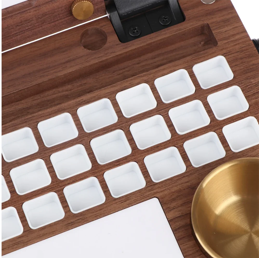 Portable Foldable Wooden Color Palette Student Outdoor Sketching Travel Watercolor Painting Tool