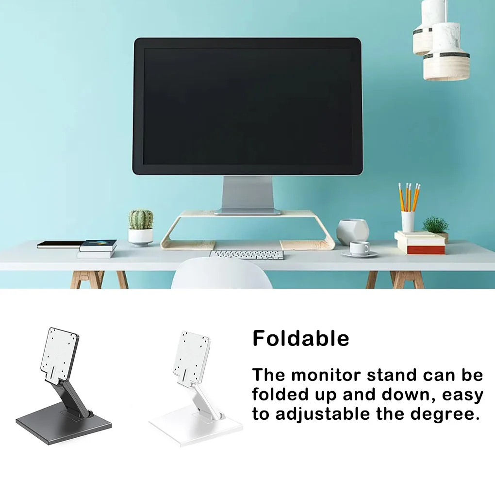 Soporte de Monitor para escritorio, estante plegable de 75mm para PC, TV, soporte plano, colgador ajustable para ordenador de 17 a 24 pulgadas