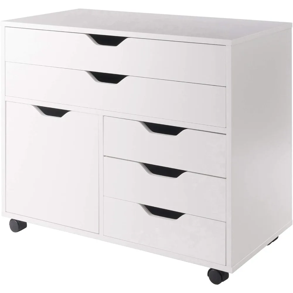 

Halifax 3-Section Mobile Cabinet with 5 Drawers, for Living Room, Home Office