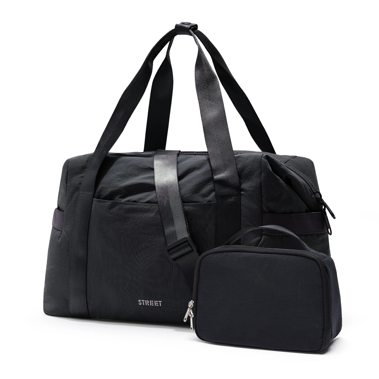 

Men's and women's sports gym bag, Gyms and Weekend Getaway, Yoga mat bag，Waterproof Dufflebag with Shoe and Wet Clothes，Black.