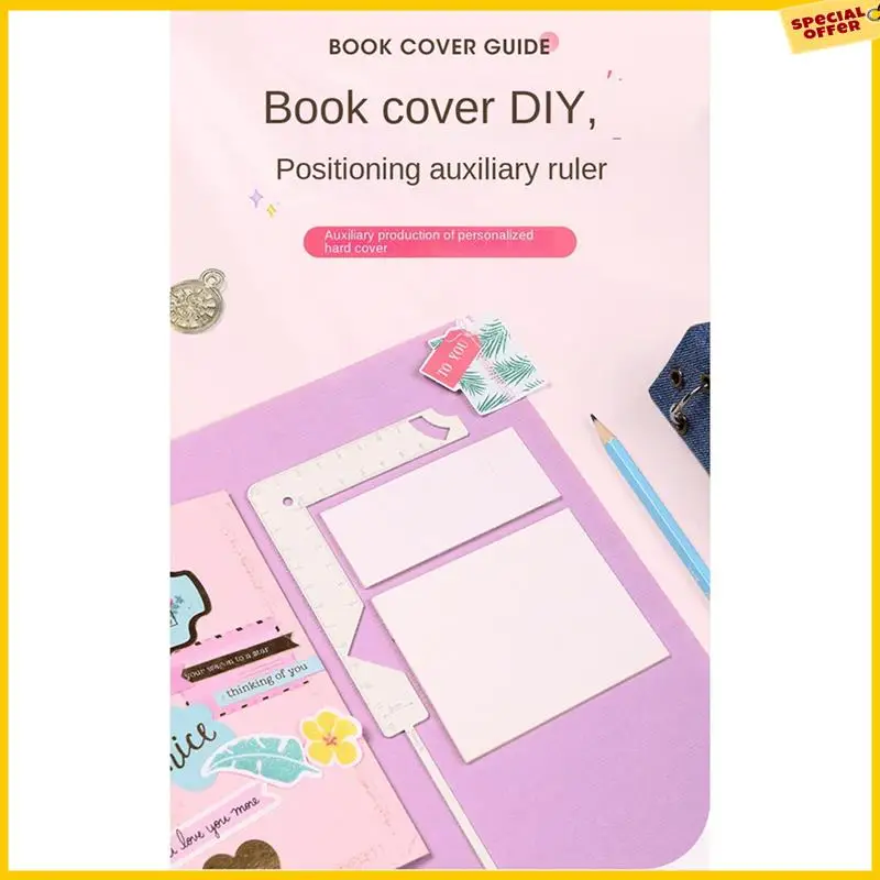 A25P 5-In-1 Book Cover Guide Stainless Steel Metal Bookbinding Cover Tool For Scribe Marking Album Notebook Gauge Ruler Durable
