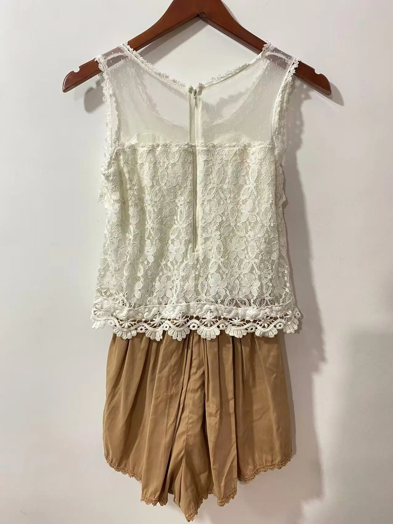 Sales Japan Liz Lisa Whole Lace Mesh Sleeveless Rompers One Piece Shorts Playsuits