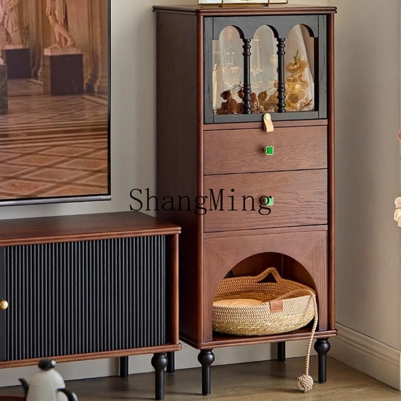 

ZYY home retro medieval living room TV side display cabinet sofa simple vertical cabinet storage bookcase