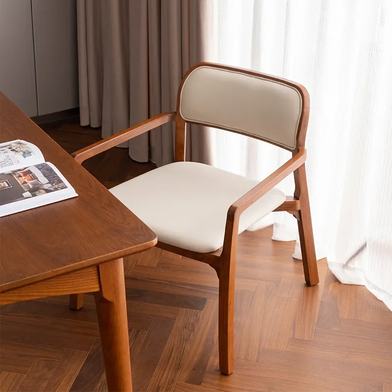 Einzel-Rattanstuhl aus massivem Holz, Buche, Wohnzimmer, weiche Tasche, nordischer, einfacher, moderner Teestuhl