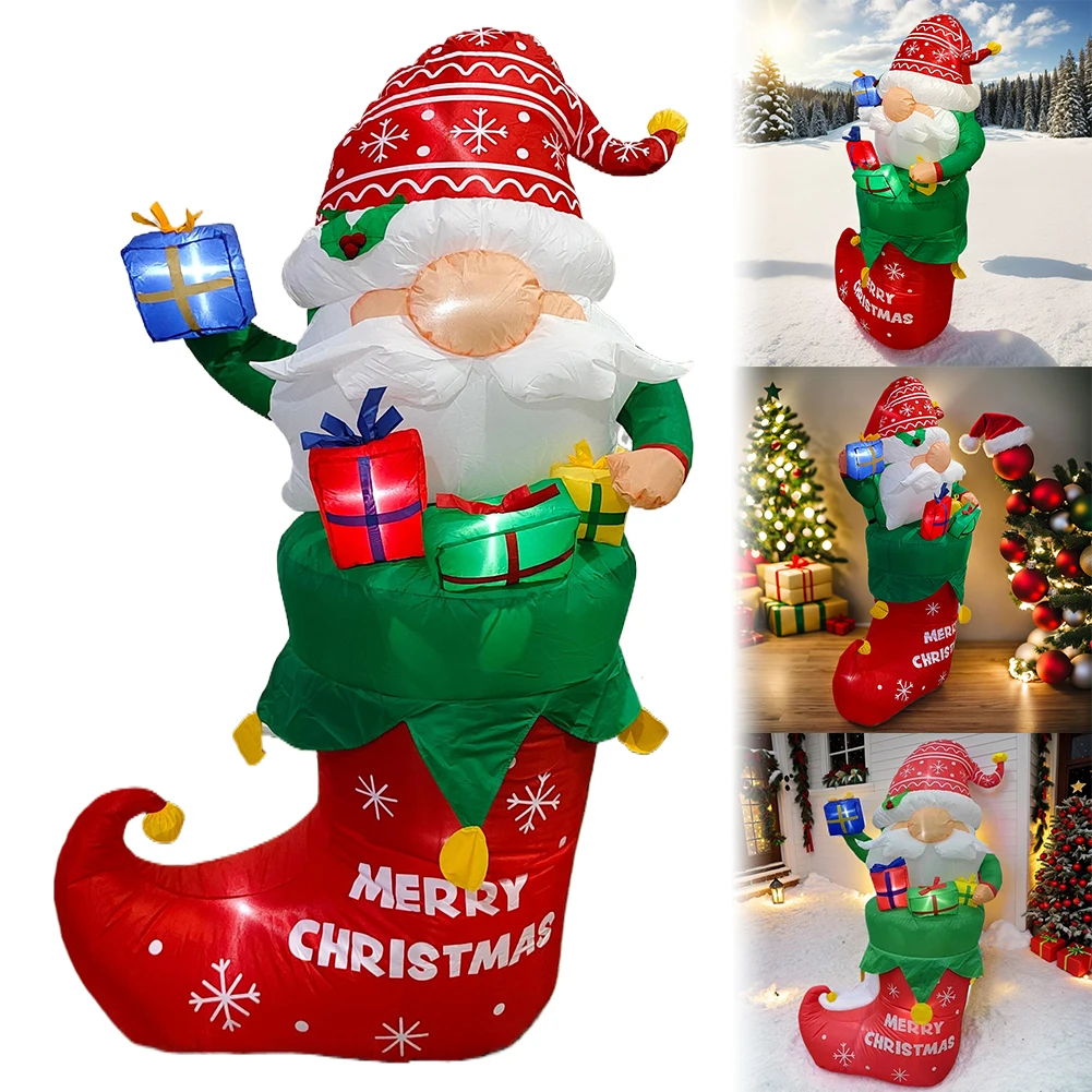 5FT Christmas Decoration Inflatable Toys Santa Claus LED Lights Indoor Outdoor Inflatable Model Toy Xmas Gift Yard Party Props