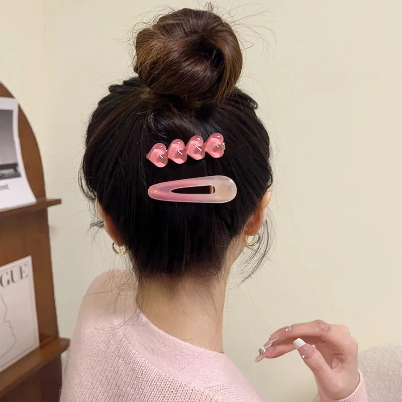 Cute Love Hairpins Girls Korean Frosted Hair Clips Acrylic Fashion Barrette Trendy Girls Hair Accessories Jewelry Pins