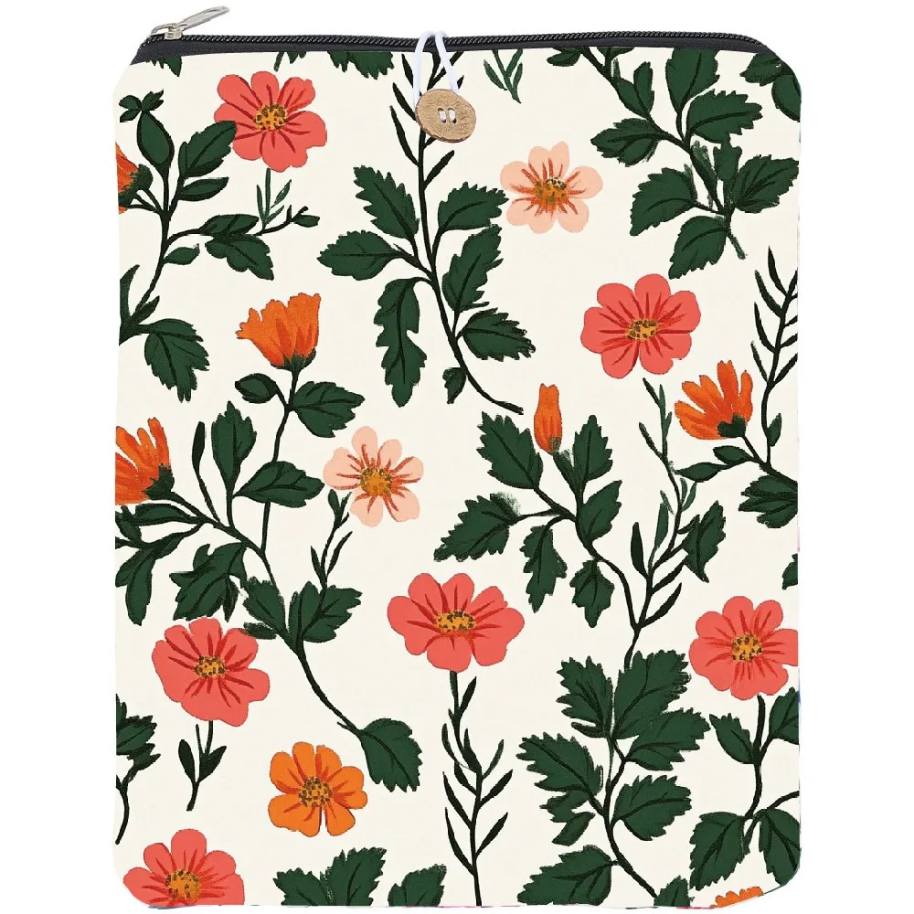 1pc Polyester Book Cover Notebook Wraps with Button Rectangle Flower 290x240mm for Craft Supplies