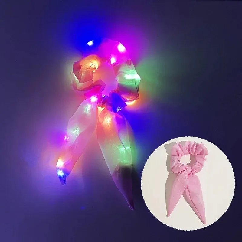 1-4 Stück LED-Leucht-Haargummis, leuchtende Haarbänder für Festivals, Konzerte, Nachtclubs und Partys. – Detail 5