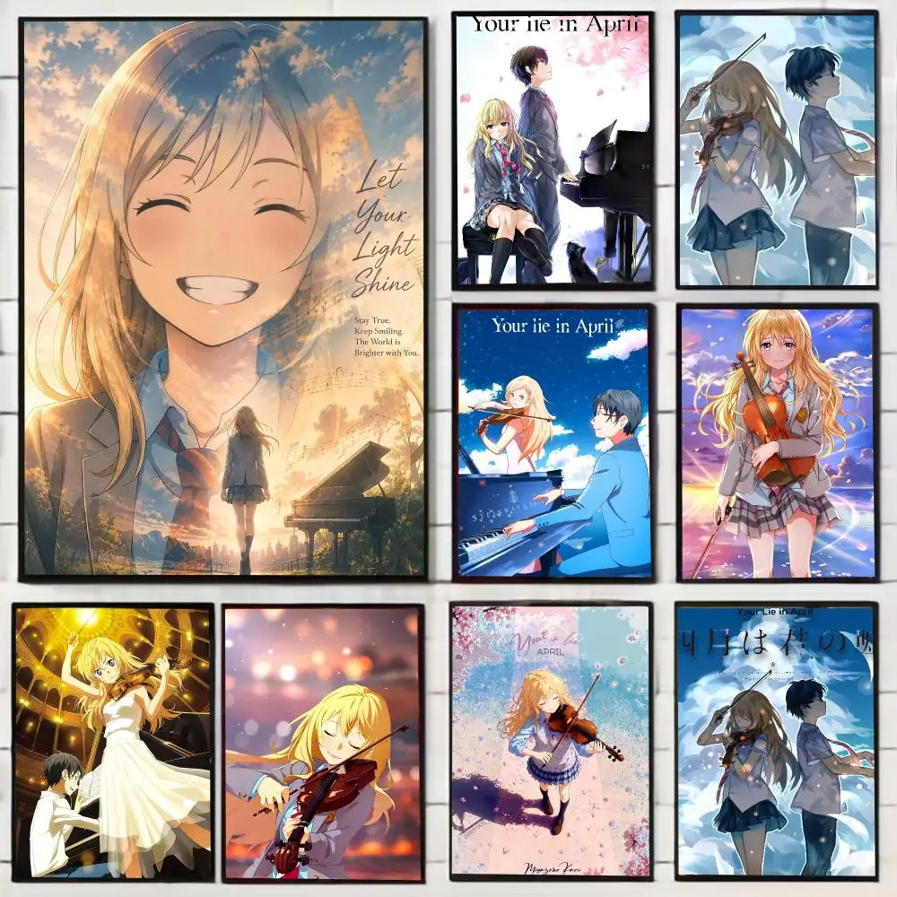 Anime Your Lie in April Painting Calligraphy Stylish Wall Art Poster, Bedroom Living Room Home Decor Gift