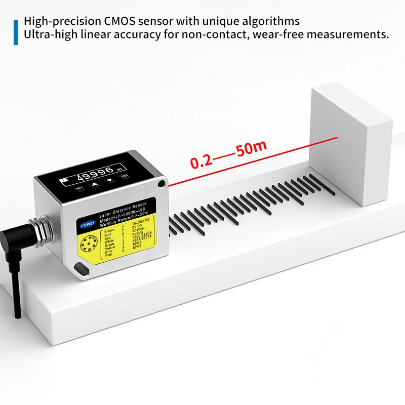 FUWEI FLR-5000N-UIR IP67 OLED Digital CMOS Industrial Distance High Speed Measurement Laser Displacement Sensor