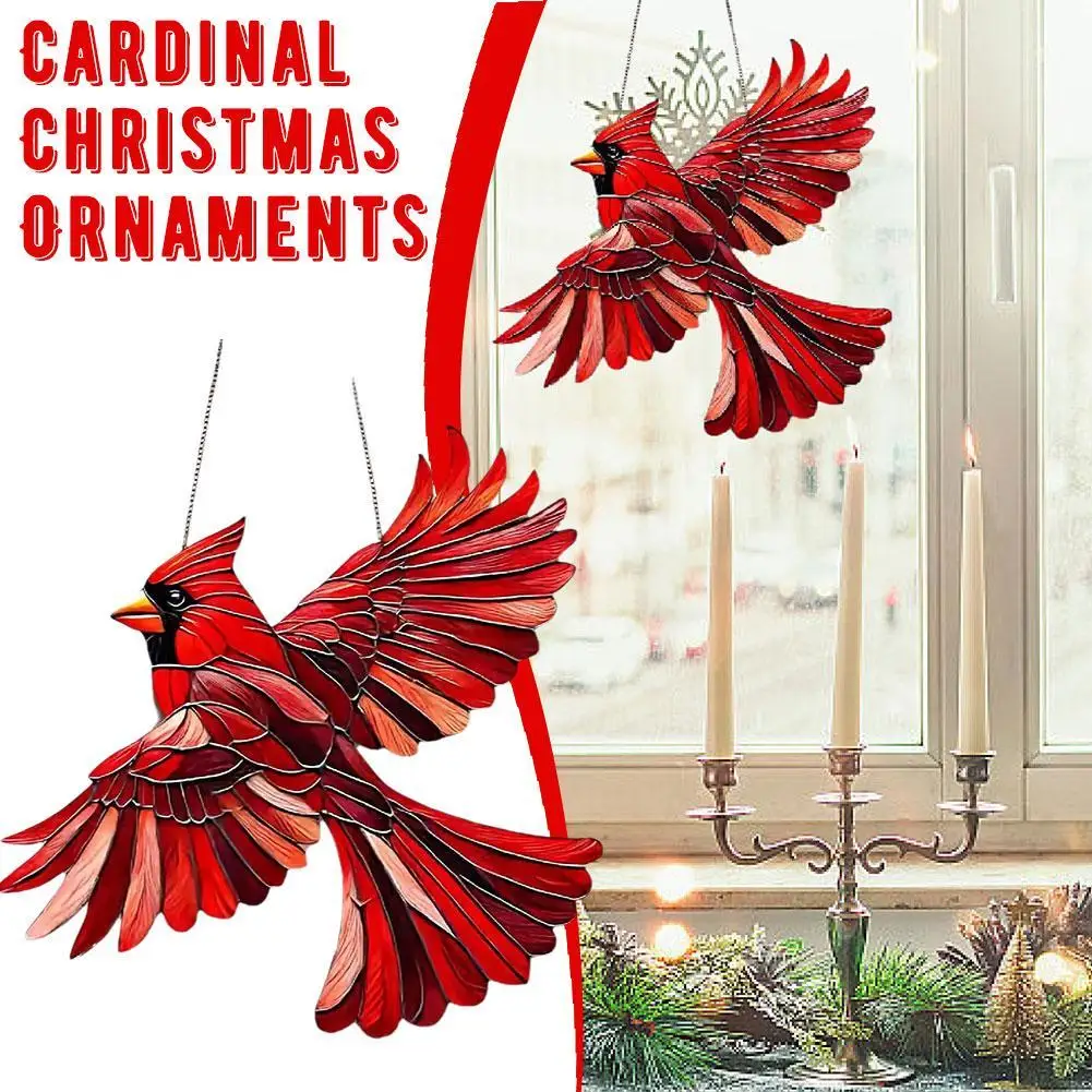 Winged Cardinal Christmas Ornaments 2025 New Cardinal Christmas Tree Decorations Garden Home Cardinal Bird Christmas Crafts