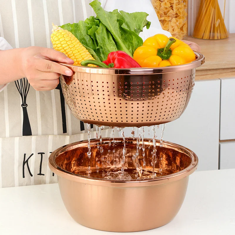 

Household Kitchen Utensils Stainless Steel Fruit and Vegetable Cleaning Basket Drain Basket Vegetable Fruit and Vegetable Tools